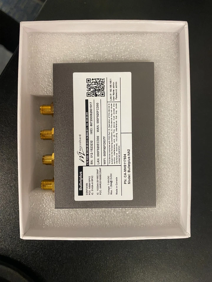 MicroHard Systems BulletPlus-NA 4G/LTE Dual Sim WiFi Ethernet & Serial Gateway - Image 3 of 3