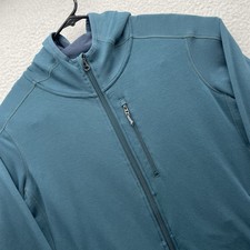 Free Fly Hoodie Mens Small S Bamboo Thermal Fleece Full Zip Pocket Teal Blue