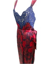 Vintage Vanity Fair Silky Nylon red 70s Maxi Gown Slip Dress M