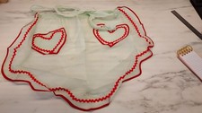 Mint green Sheer two Pocket heart Apron Vintage 1960s Hostess Bar Maid Role Play