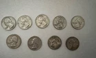 Lot of 9 Washington Silver Quarters - 90% Silver - 1940-1964