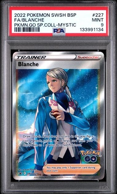 2022 Pokemon GO SWSH227 Full Art Black Star Promo BLANCHE - PSA 9
