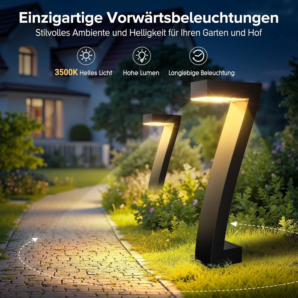 2 Stk. LED Solarlampen für Außen Garten Stilvoll Solarleuchten Wegeleuchten Deko - Bild 4 von 4