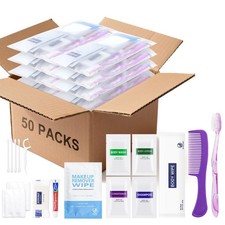 50 Kits Travel Toiletry Kit Bulk, Personal Hygiene Kit, Disposable Hygiene Ki...