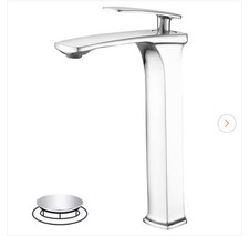 BWE Single Hole Single Handle Bathroom Vessel Sink Faucet- Pop Up Drain Chrome