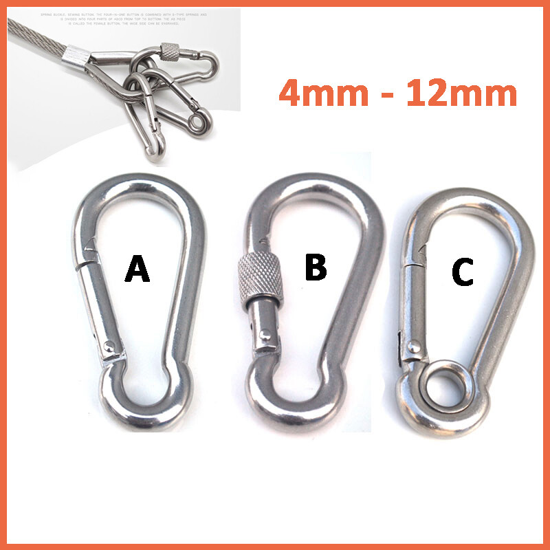 Mosquetón de acero inoxidable A4 clip mosquetón clips gancho a presión resistente 4 mm - 12 mm