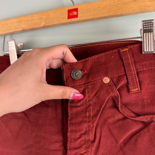 Deadstock 80s Vintage Levis 705 Corduroy Pants Student Fit 27x32 Super Taper Red - Picture 6 of 11
