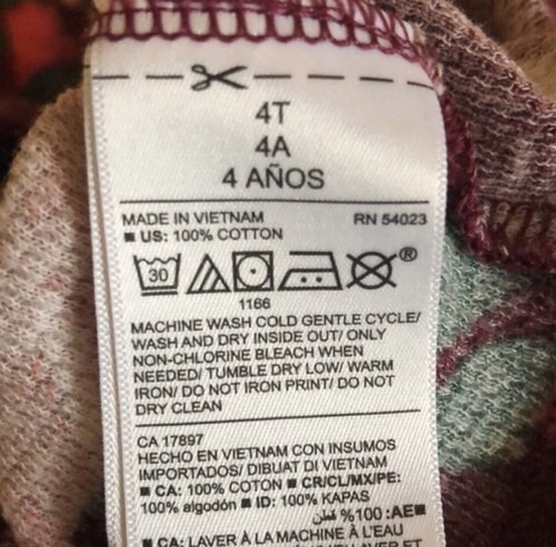 Old Navy Shirt Girls Burgundy Floral Long Sleeve Shirt Top Toddler Girls Size 4T - Picture 10 of 10