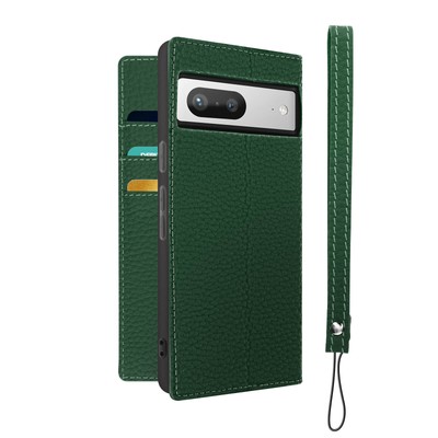 Made for Google Pixel 7 Case Textured Leather Design Video Stand Green
