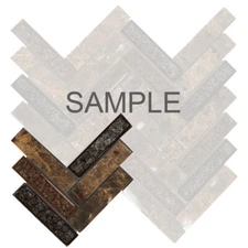 Brown Marble Stone Mosaic Tile Crackle Glass Herringbone Kitchen Wall Backsplash