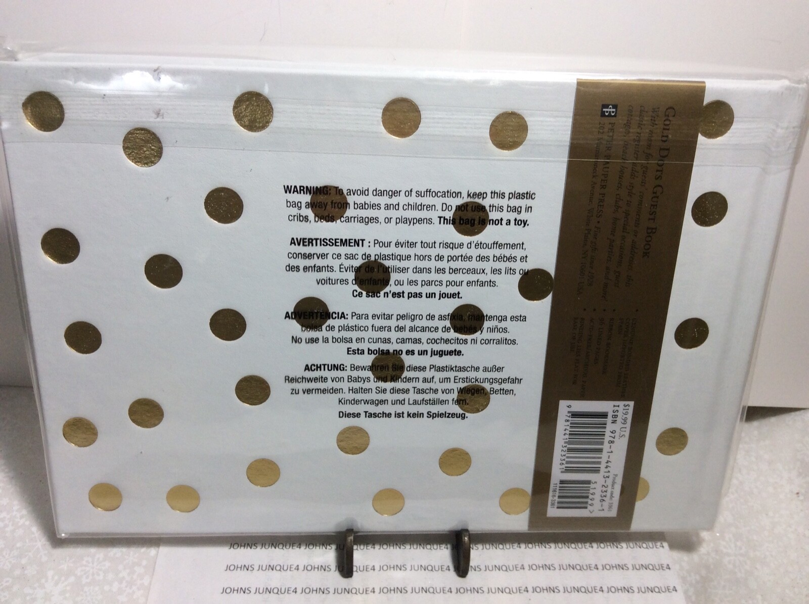 как выглядит WHITE/GOLD GUEST BOOK New sealed plastic Lined Pages Sign in Book Hard Covered фото