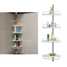 Scaffale Angolare Telescopico 4 Mensole 210948 Portaoggetti Per Bagno e Doccia