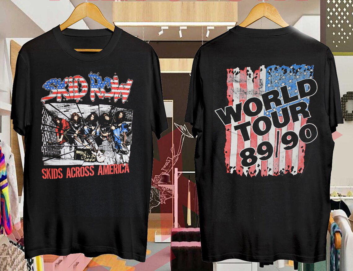 FILA Skid Row Vintage Tour 89 90 T shirt stampata su 2 lati VN1122