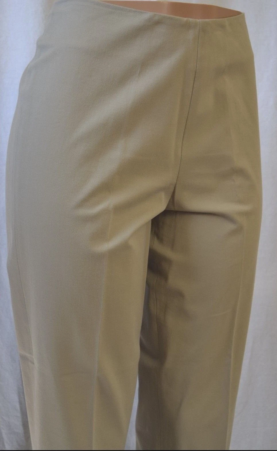 LEGGIADRO Khaki Capri Color Side Zipper Cotton Blend Pants Size 12 #LE020