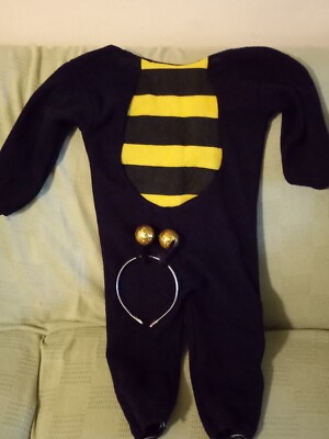 Bumble Bee Infant Child Costume/Pj's  SZ 2-4 Halloween 1 Piece with Antennae 