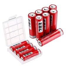 EBL 3.7V 800mAh 14500 Li-ion Rechargeable Batteries with Case Box Lot