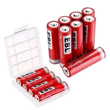 EBL 3.7V 800mAh 14500 Li-ion Rechargeable Batteries with Case Box  Lot