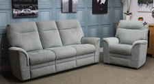 PARKER KNOLL HUDSON 23 STATIC 3 SEATER SOFA & CHAIR IN MINT FABRIC. RRP £3838.