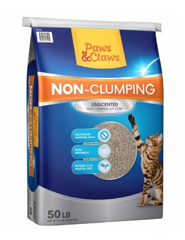 Paws Claws PAWS CLAWS 50B Non Clumping Clay Unscented Cat Litter 50 lbs. Bag
