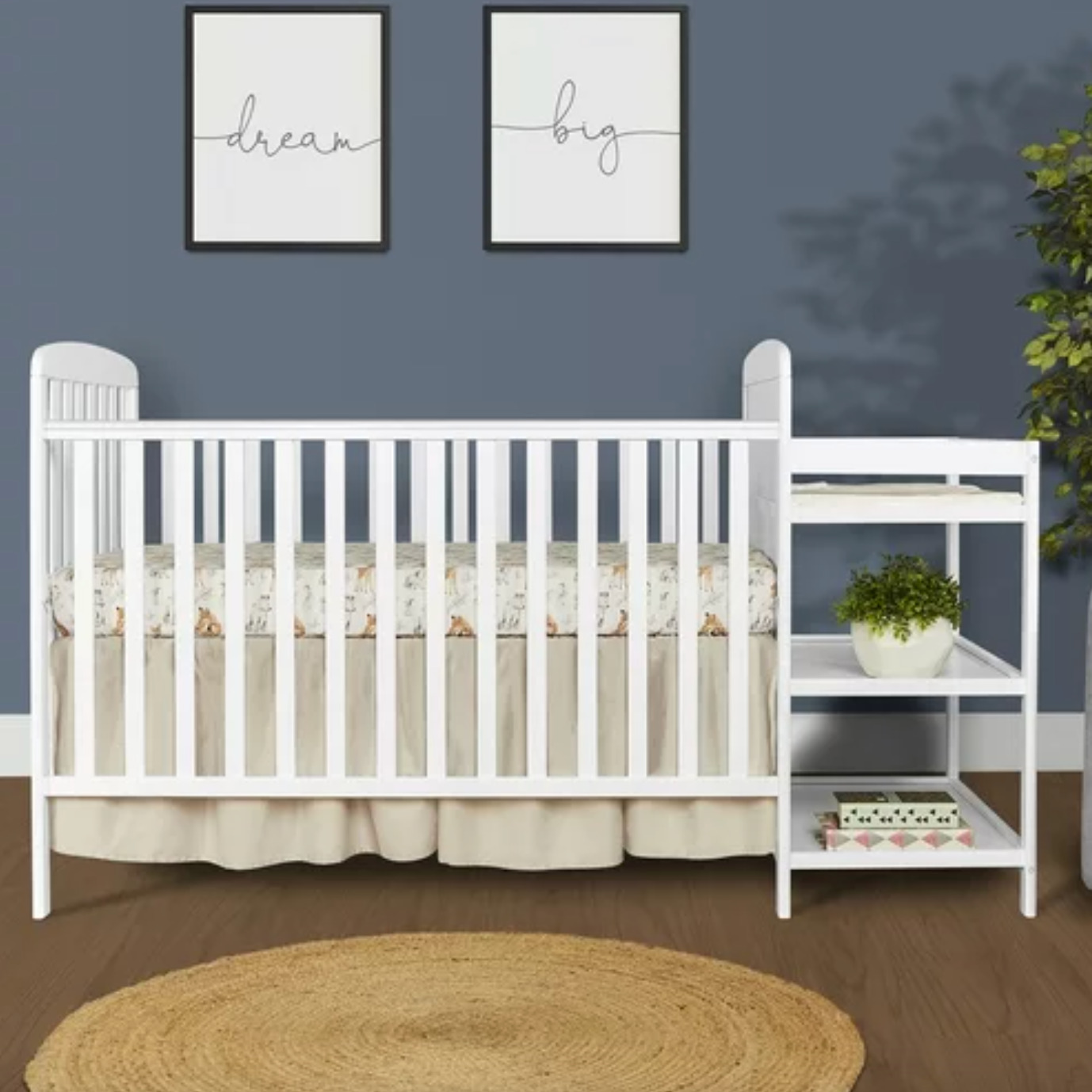 Cunas para Bebes 4 en 1 Convertible Cama para Niños Modern Baby Crib White  NEW