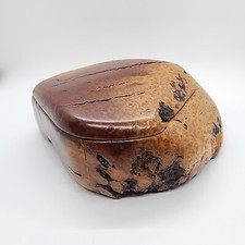 Large Exotic Manzanita Burl Wood Box w/ Blue Felt