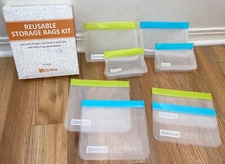 8 Qinline Reusable Storage Bags Leak-proof PEVA Freezer Bags BPA Free