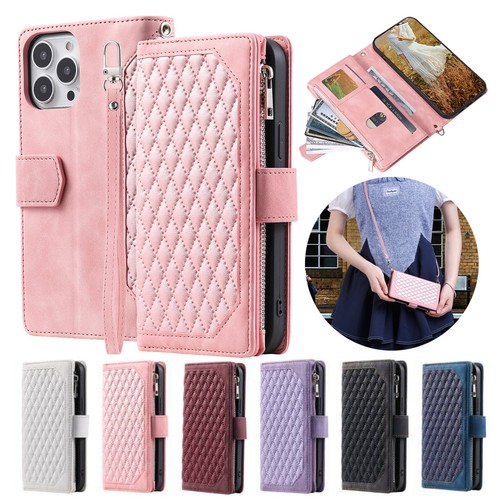 Funda de cuero con correa para el hombro tipo billetera abatible para iPhone 14 15 13 12 11 Pro Max XR 7 8 - Imagen 1 de 78