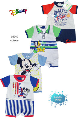 Tutina pagliaccetto neonato corta 100% in jersey di cotone DISNEY