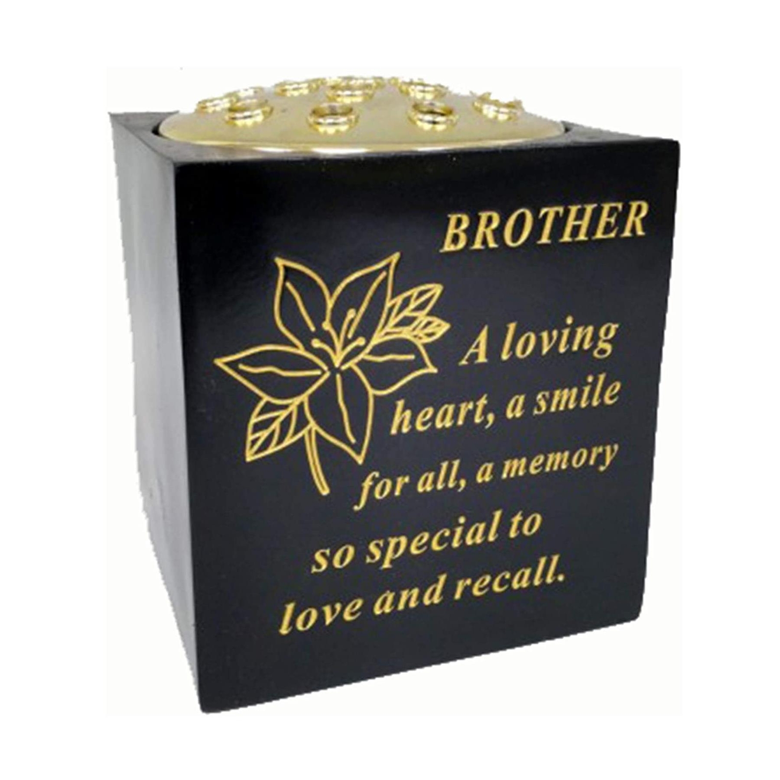 Graveside Memorial Brother Flower Vase Cemetery Pot Remembrance Black Ornament