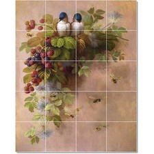 Paul De Longpre Flower Tile Mural PT22785. 32 x 40 (20) 8x8 tiles