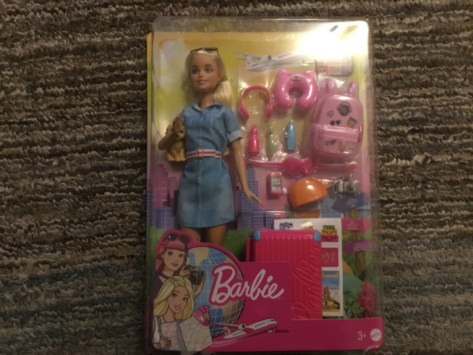 New Barbie Doll And Travel Set With Puppy Fwv25