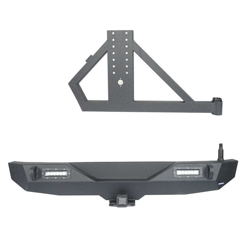 Steel Rear Bumper w/ Tire Carrier & Light & D-ring for Jeep Wrangler 07-18 JK thumbnail 8