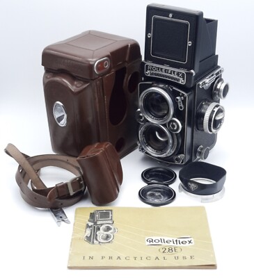 Rolleiflex TLR Camera Case, Hood, Diffuser and Manual Non Working  Meter