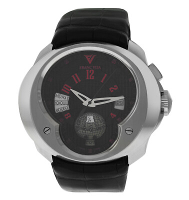 Franc Vila Universal Timezone GMT FVa5 Date Stainless Steel 49MM Men's Watch