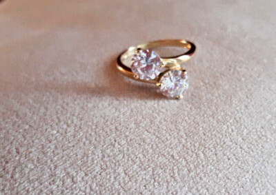 Diamonique Gold 585 Twinstone (2 synth. Steine im Brillantschliff) Ring Gr. 18