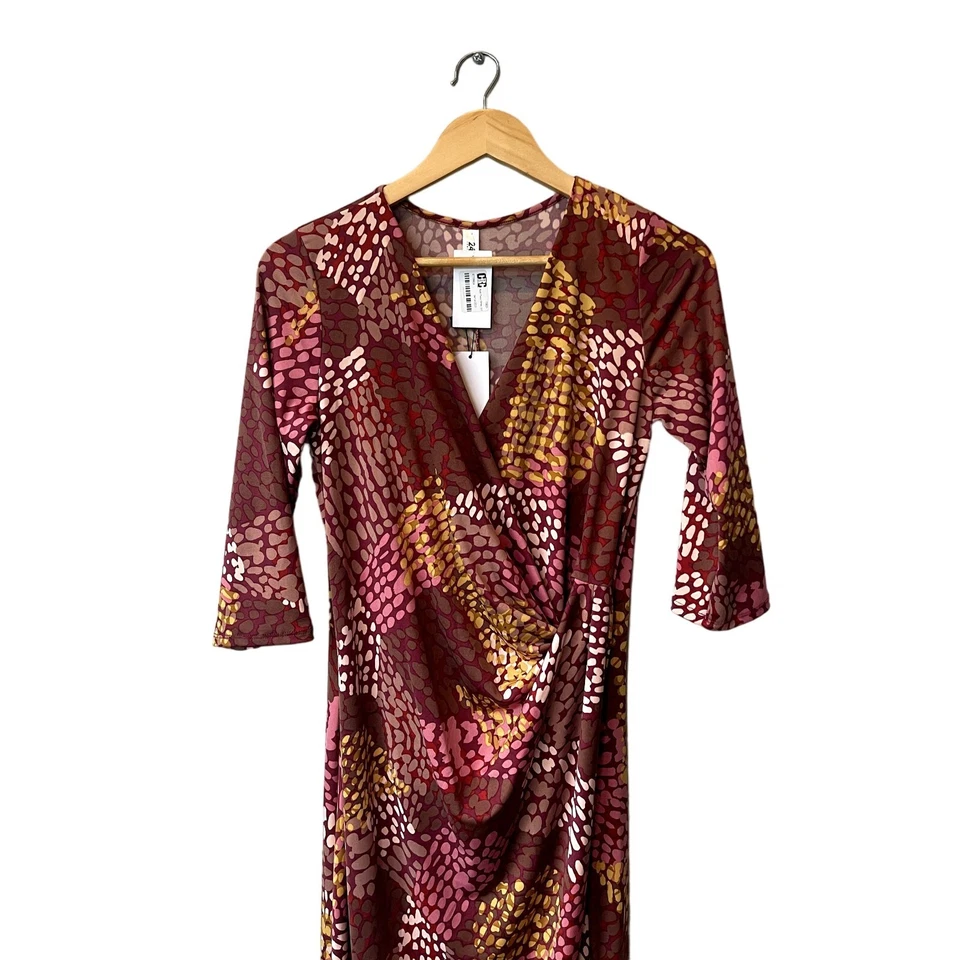 Maxi Vestido Estampado Boho Envolvente Imitación 24/7 Talla M Nuevo con Etiquetas Mangas 3/4 Ajustado Bodycon Foto 4 de 4