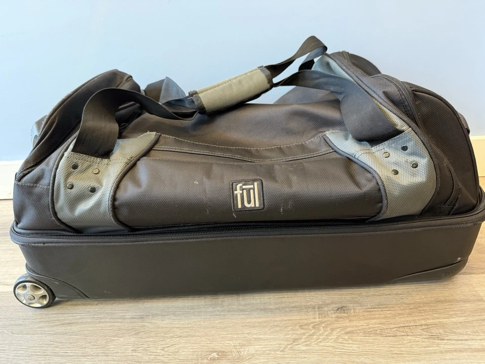 FUL 28” Hybrid Soft Rolling Duffle Bag Wheeled Suitcase Lots Compartments Gray - Image 2 of 4