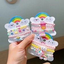 3Pcs Little Girls Colorful Resin Charm Bracelets Kids Fashion Jewelry Party Gift