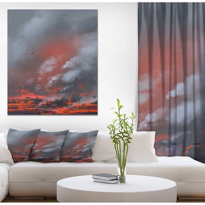 Designart ''Volcano Eruption'' Landscapes Print on Wrapped  Mini