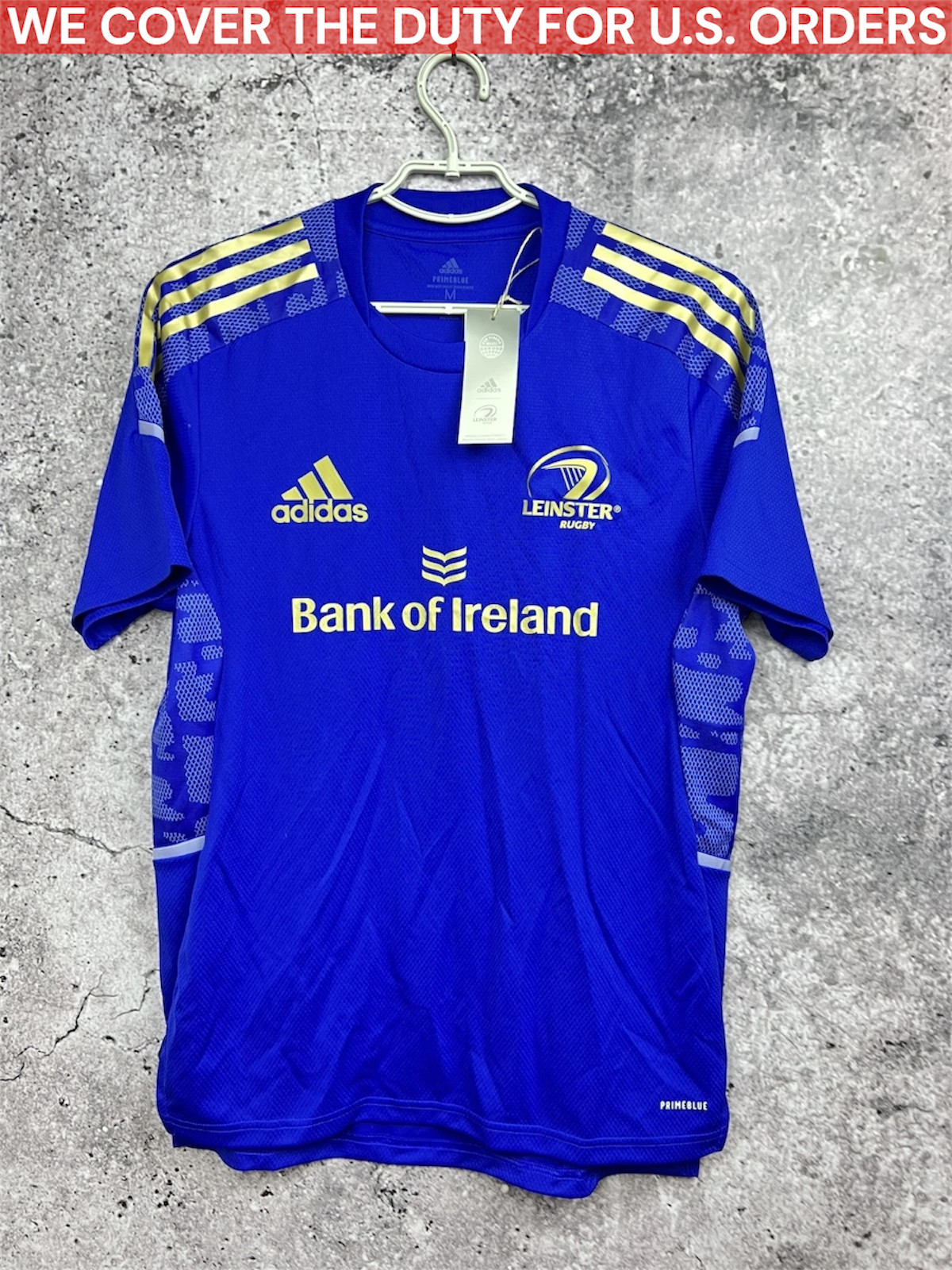 Leinster Jersey Training Rugby Union Shirt Blue Adidas Men Size M