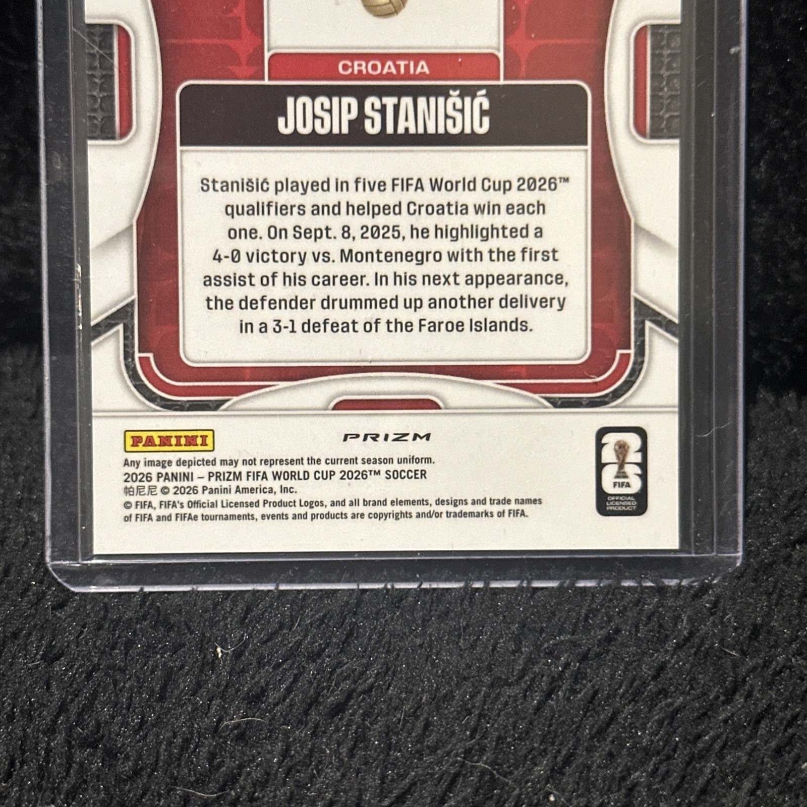 2026 Prizm FIFA World Cup 1st Off Josip Stanišić Croatia #198 Gold Shimmer 3/5 view 8