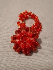 Adult Red Beaded Flower Stretch Ring Boho Bohemian
