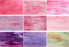 9 Sheets Stained Glass Sheet Pink and Purple Collection, 4 x 6 inch Stained Glas