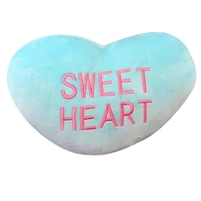 Valentine's Day Plush Pillow Light Blue With Words "SWEET HEART"  in Pink 14 in"