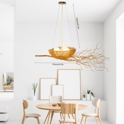 Modern Bird Nest Hanging Ceiling Light Living Room Gold Chandelier Pendant Lamp！