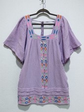 Davi and Dani Dress Womens Medium Lavender Embroidered Gauzy Beachy Boho