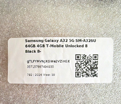Samsung Galaxy A32 5G SM-A326U Unlocked T-Mobile 64GB Black 4GB RAM 48MP