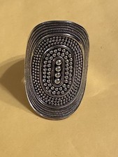 Ladies Sterling Silver Elongated Ring with a beaded design