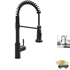 Black Kitchen Faucet with Pull Down Sprayer Single Hole Spring Kitchen Sink F...