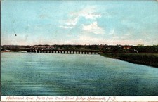 Vintage Hackensack River North View from Court Street Bridge Postcard